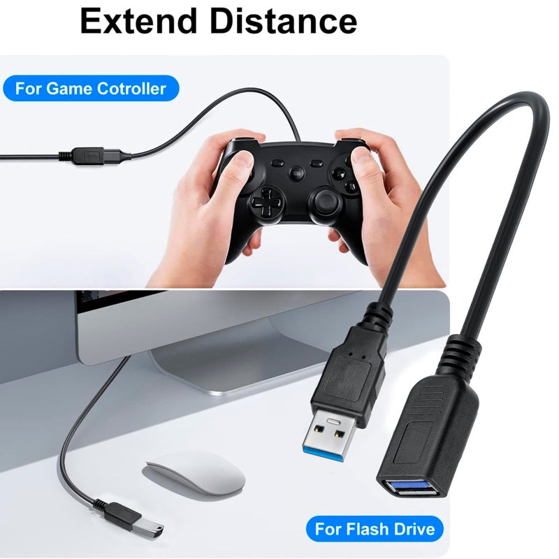 SaiTech IT 4 Pack Short Length 30cm USB 3.0 Extension Cable, Male to Female Extender Cable, USB 3.0 Extender Cord - Image 5